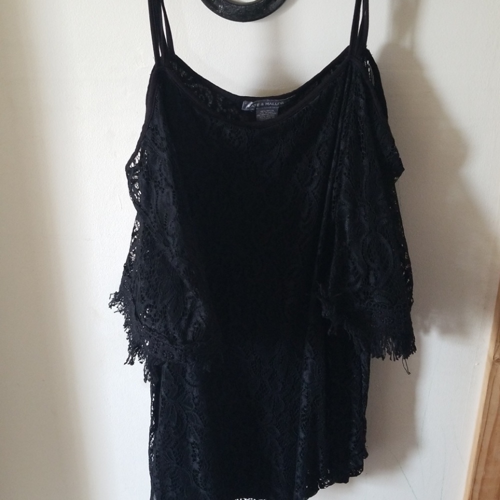 Black lace cold shoulder shirt